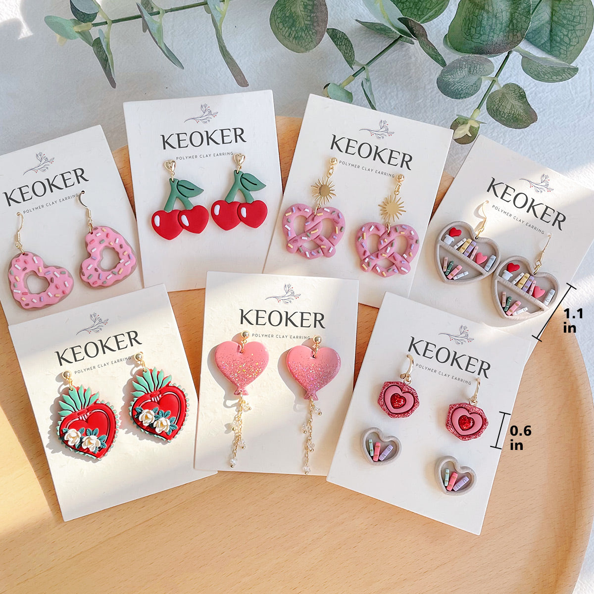 KEOKER Valentine's Day Polymer Clay Earrings, Heart Clay Earrings