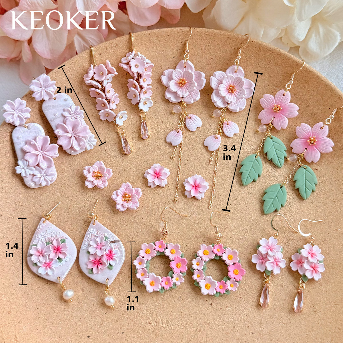 KEOKER Cherry Blossom Polymer Clay Earrings