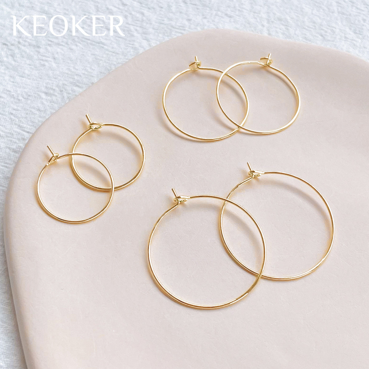 KEOKER 14K Gold Filled 20/25/30mm Earring Hoops (20 PCS)