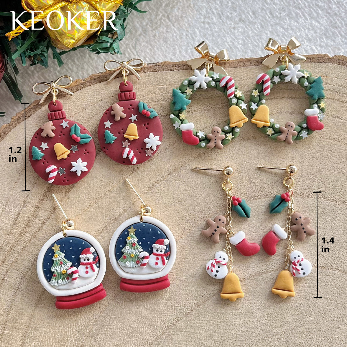 KEOKER Christmas Polymer Clay Earrings