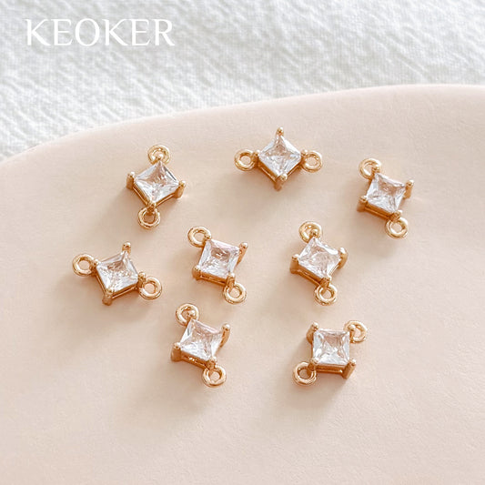 KEOKER 14K Gold Filled Rhombus Zircon Connectors (10PCS)