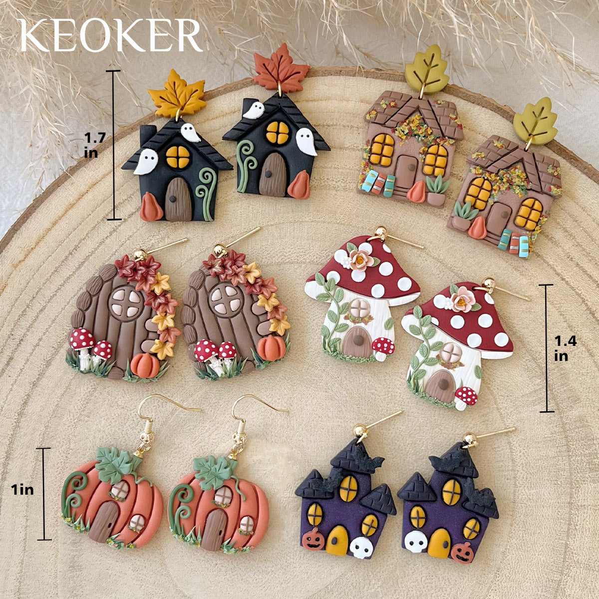 KEOKER Fall House Polymer Clay Earrings