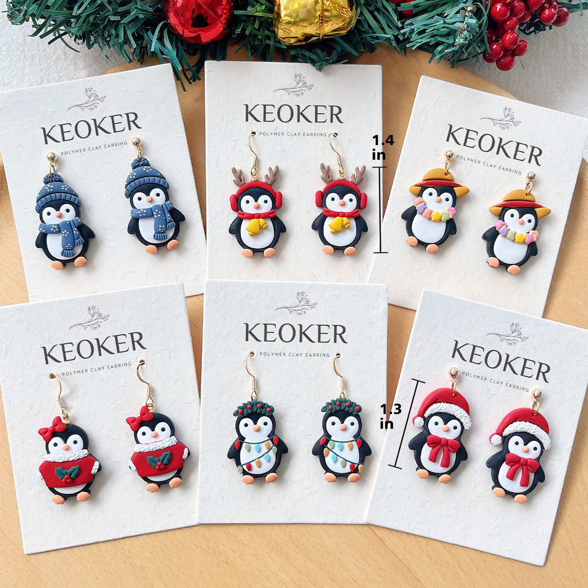 KEOKER Christmas Penguin Clay Earrings