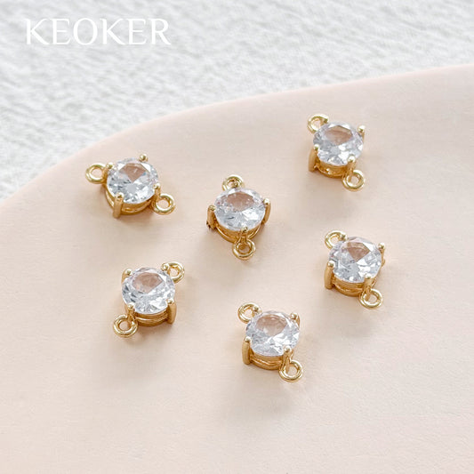 KEOKER 14K Gold Filled Round Zircon Connectors (10PCS)