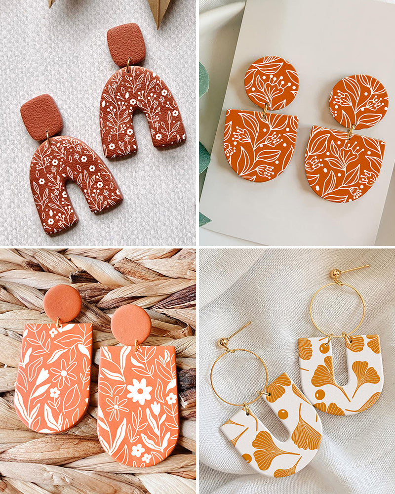 KEOKER Floral Silk Screen Stencils for Polymer Clay(10 PCS)