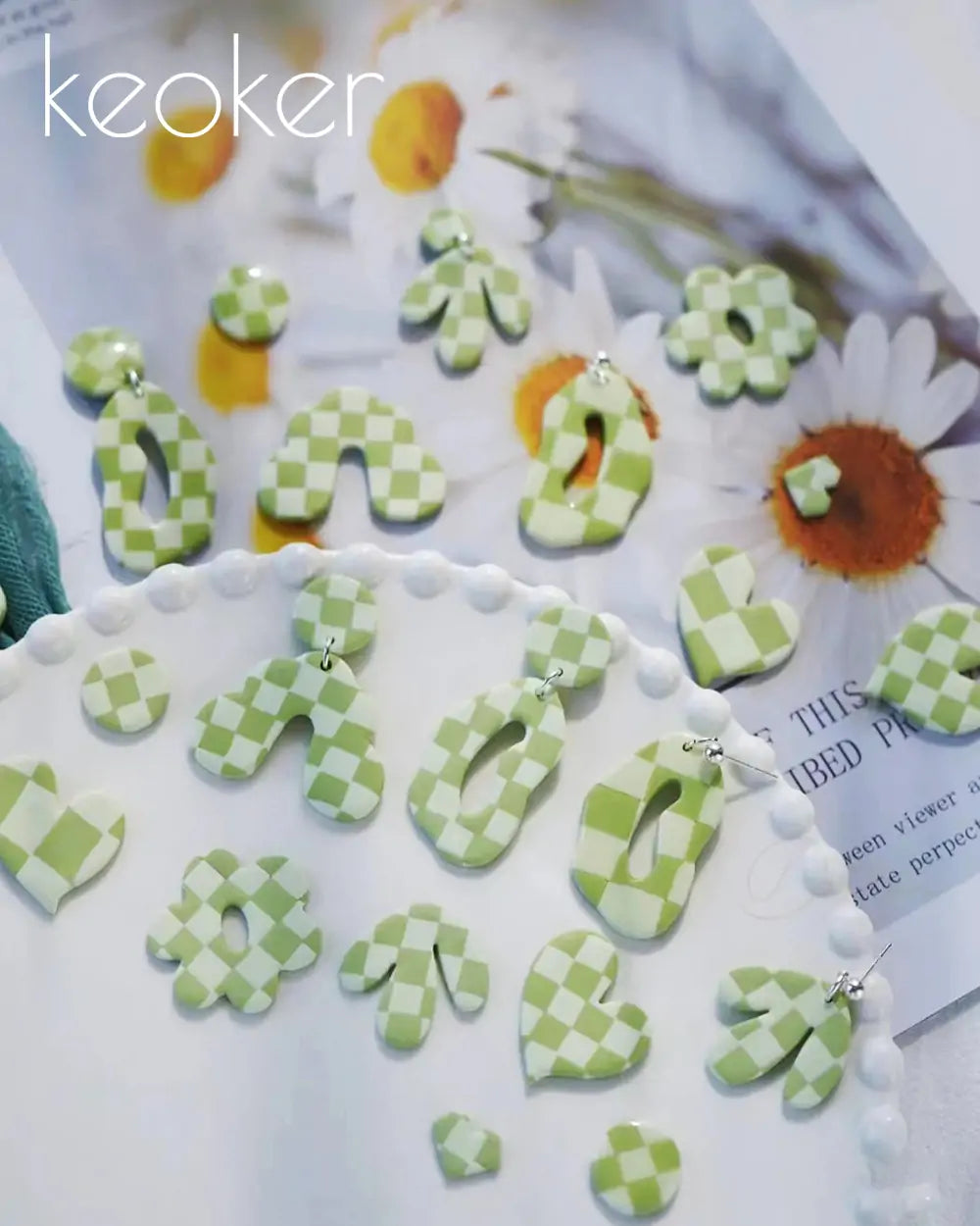 KEOKER Buffalo Plaid Silk Screen for Polymer Clay(3PCS)