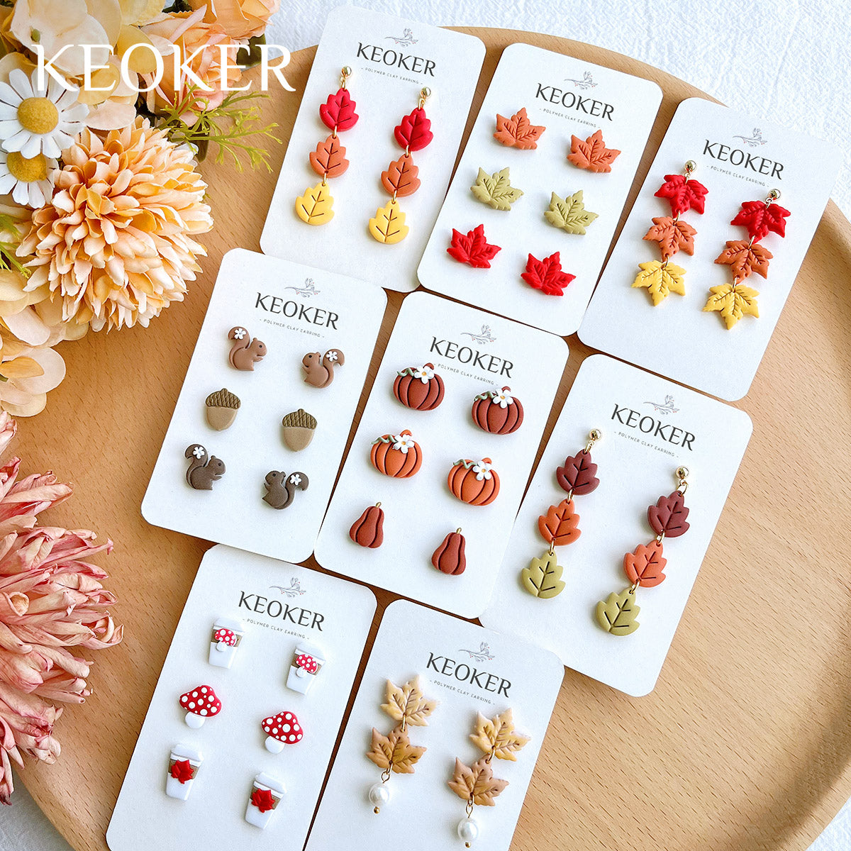 KEOKER Fall Studs Polymer Clay Cutters(9Shapes)