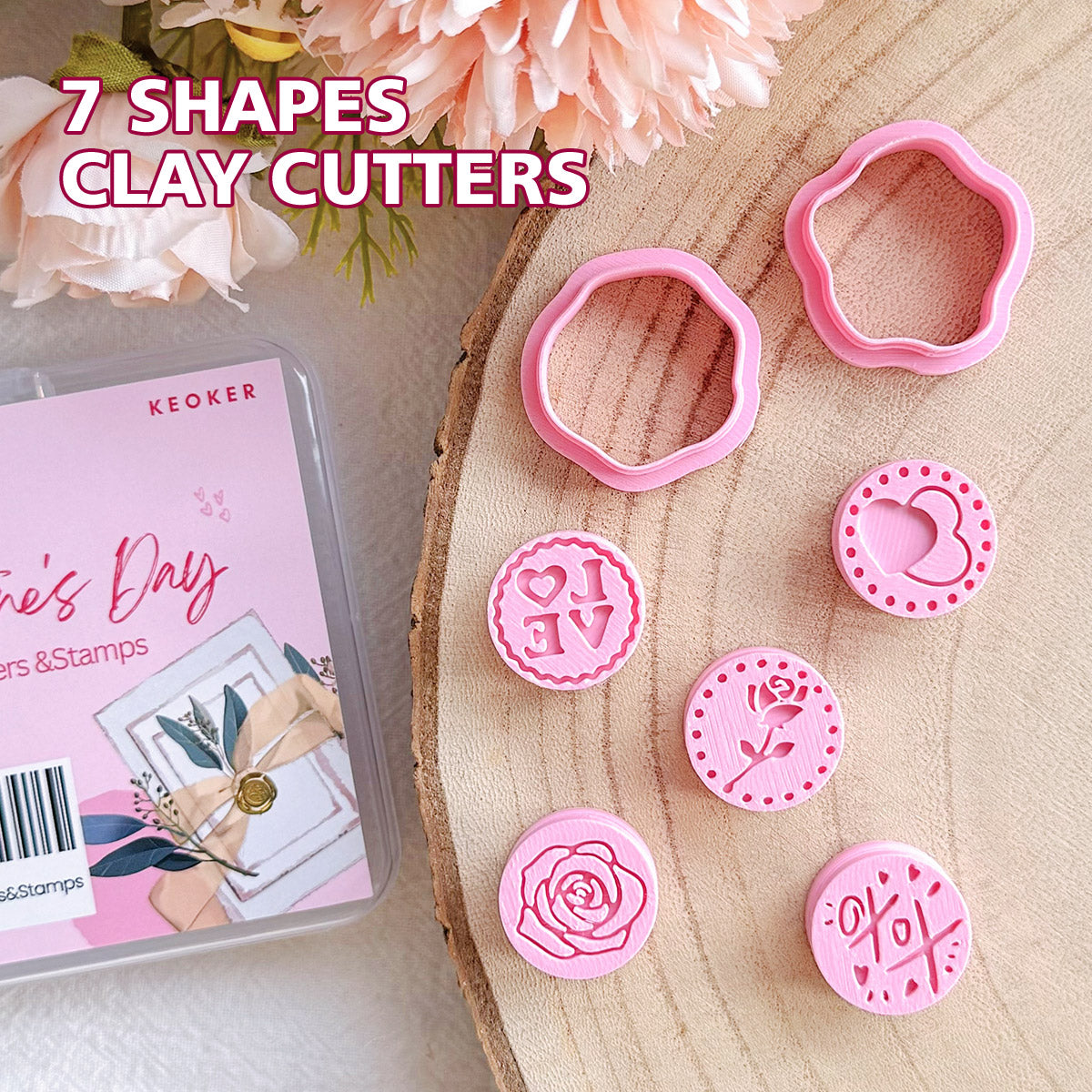 KEOKER Valentines Day Clay Cutters and Stamps