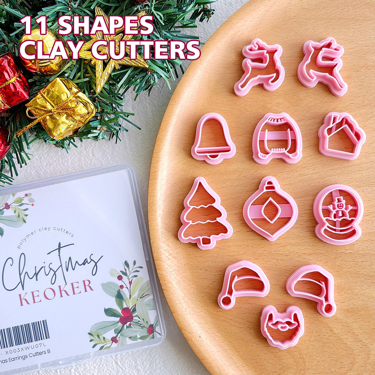 KEOKER Christmas Polymer Clay Cutters (11 Shapes)