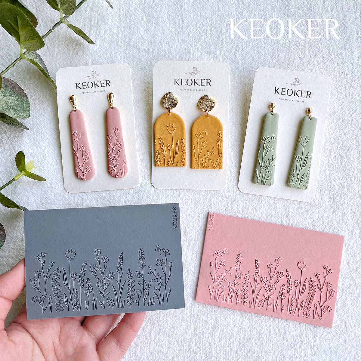 Keoker Polymer Clay Texture Sheets, Clay Texture Mat for Making Earrings  Jewerly, Polymer Clay Earrings Tools (Floral A) in 2023
