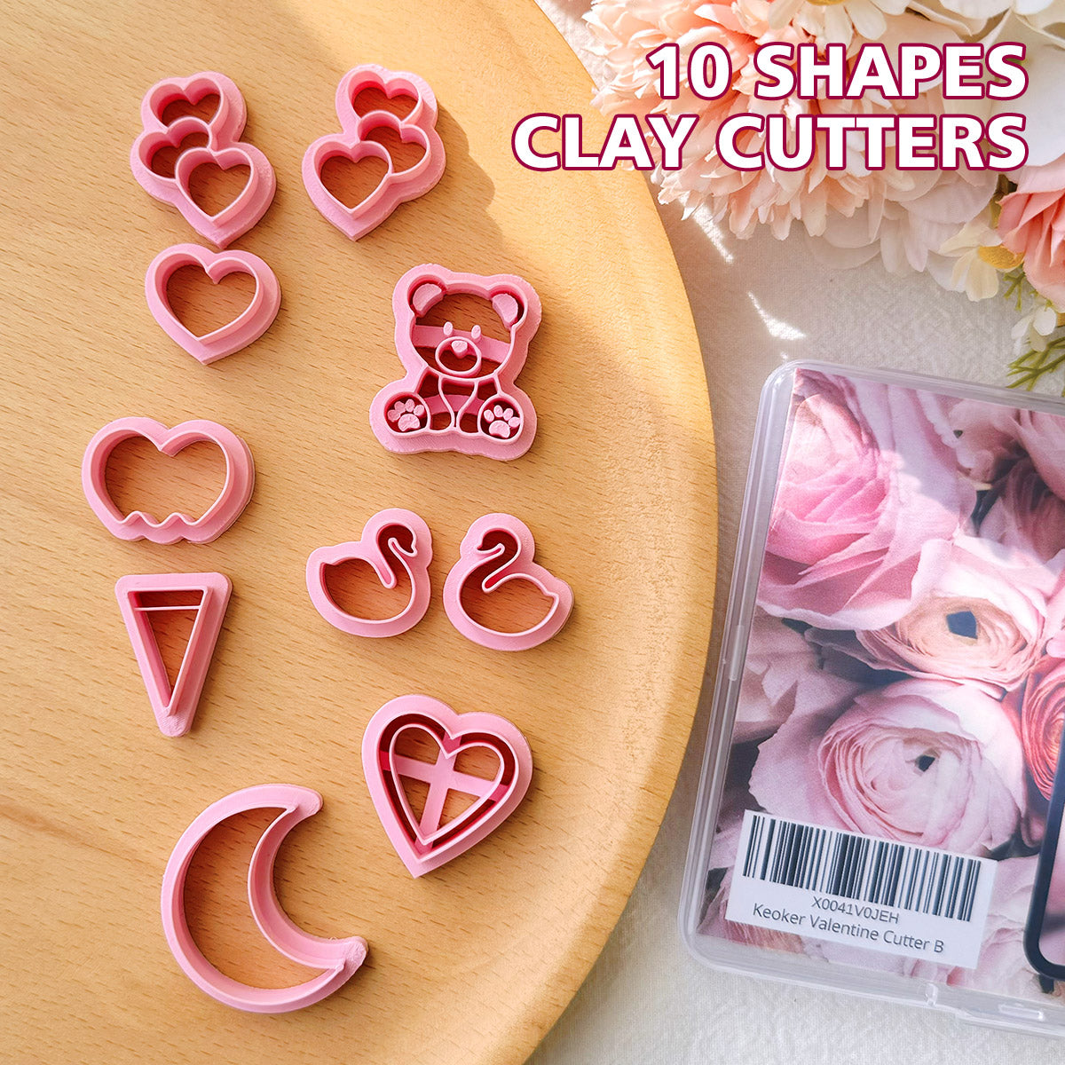 KEOKER Valentines Day Clay Cutters (10 Shapes Earrings)