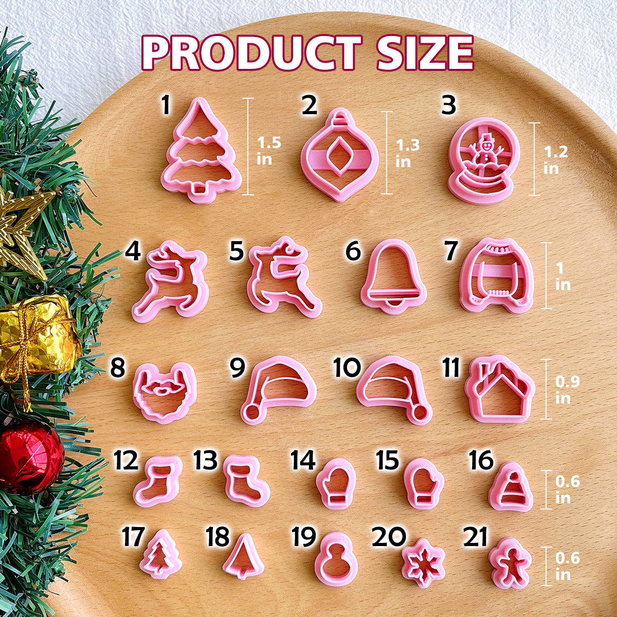 KEOKER Christmas Clay Cutters, Christmas Clay Cutters for Jewelry Making,  21 Shapes Christmas Clay Earrings Cutters, Christmas Polymer Clay Cutters