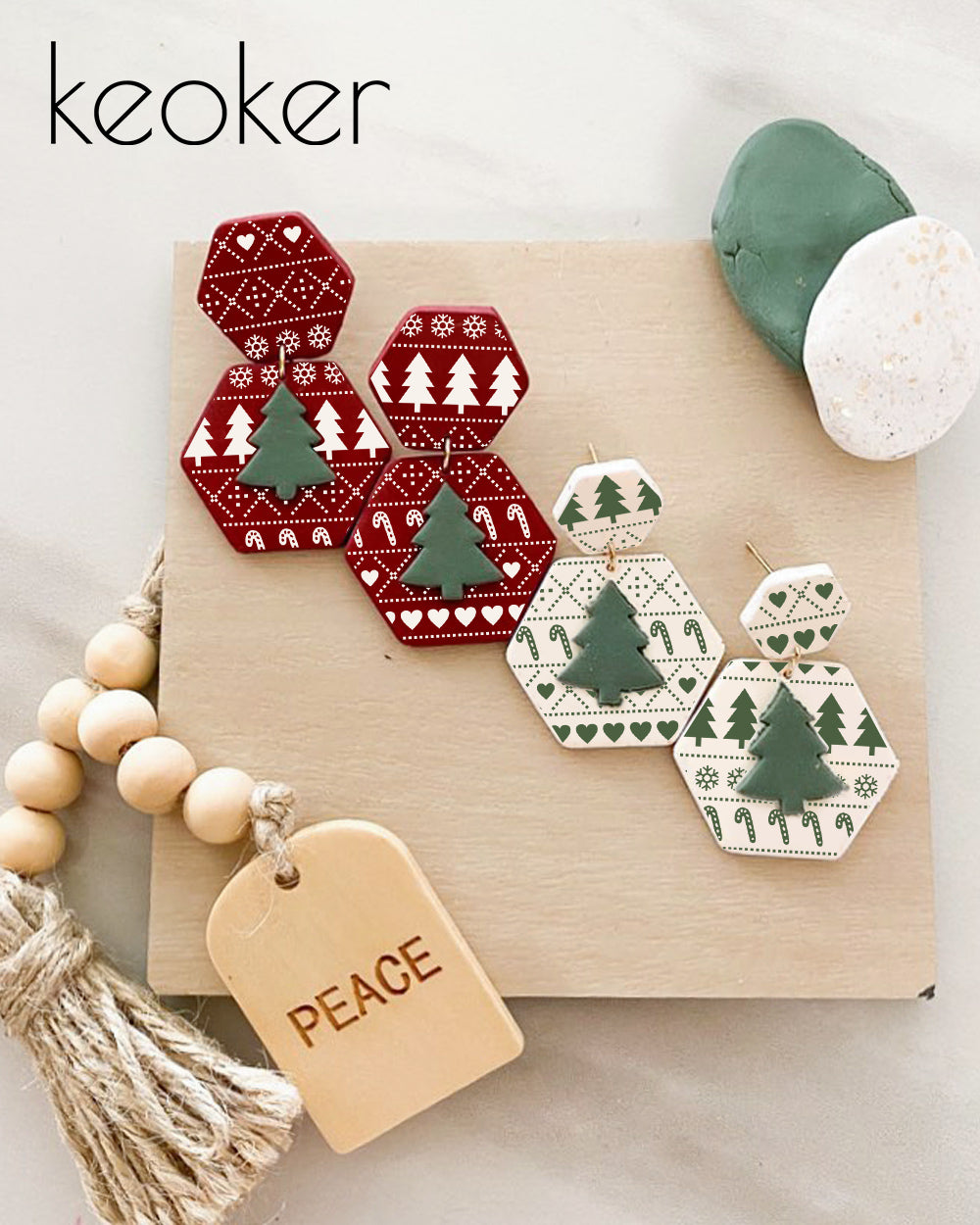 KEOKER Christmas Silk Screen for Polymer Clay(3PCS)