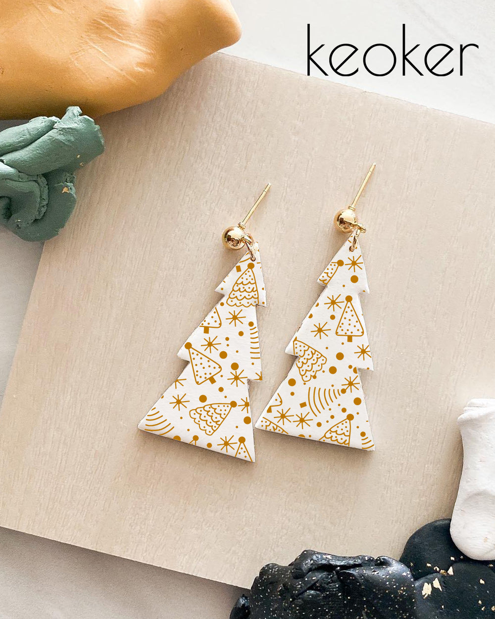 KEOKER Christmas Silk Screen for Polymer Clay(3PCS)