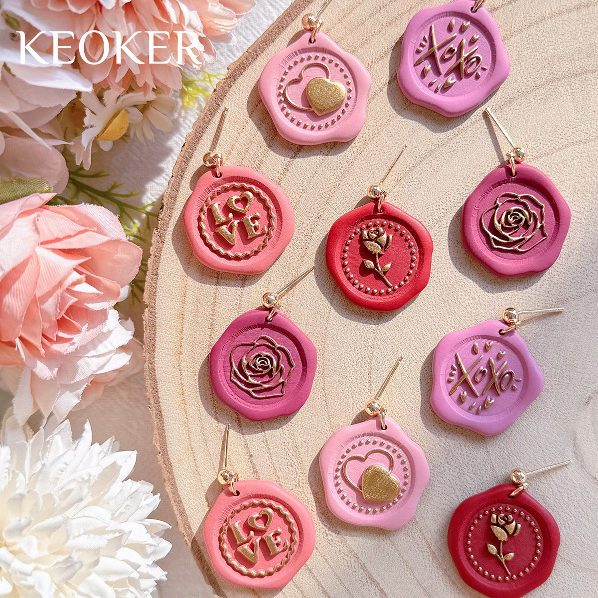 KEOKER Valentines Day Clay Cutters and Stamps