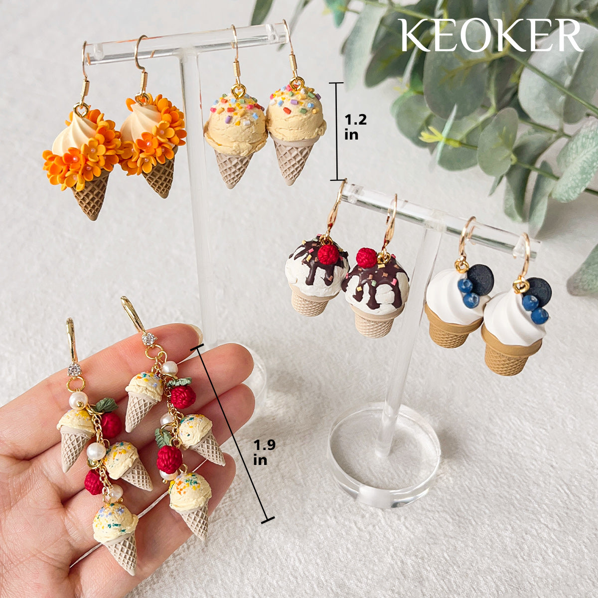 KEOKER Ice Cream Polymer Clay Earrings