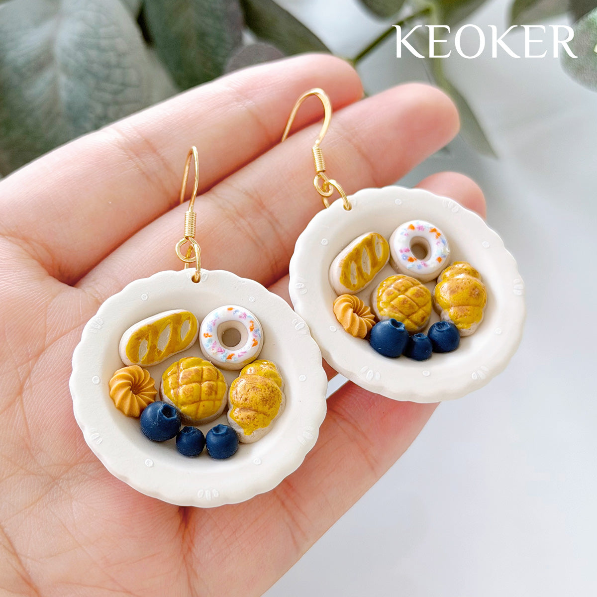 KEOKER Scalloped Edge Plate Polymer Clay Earrings