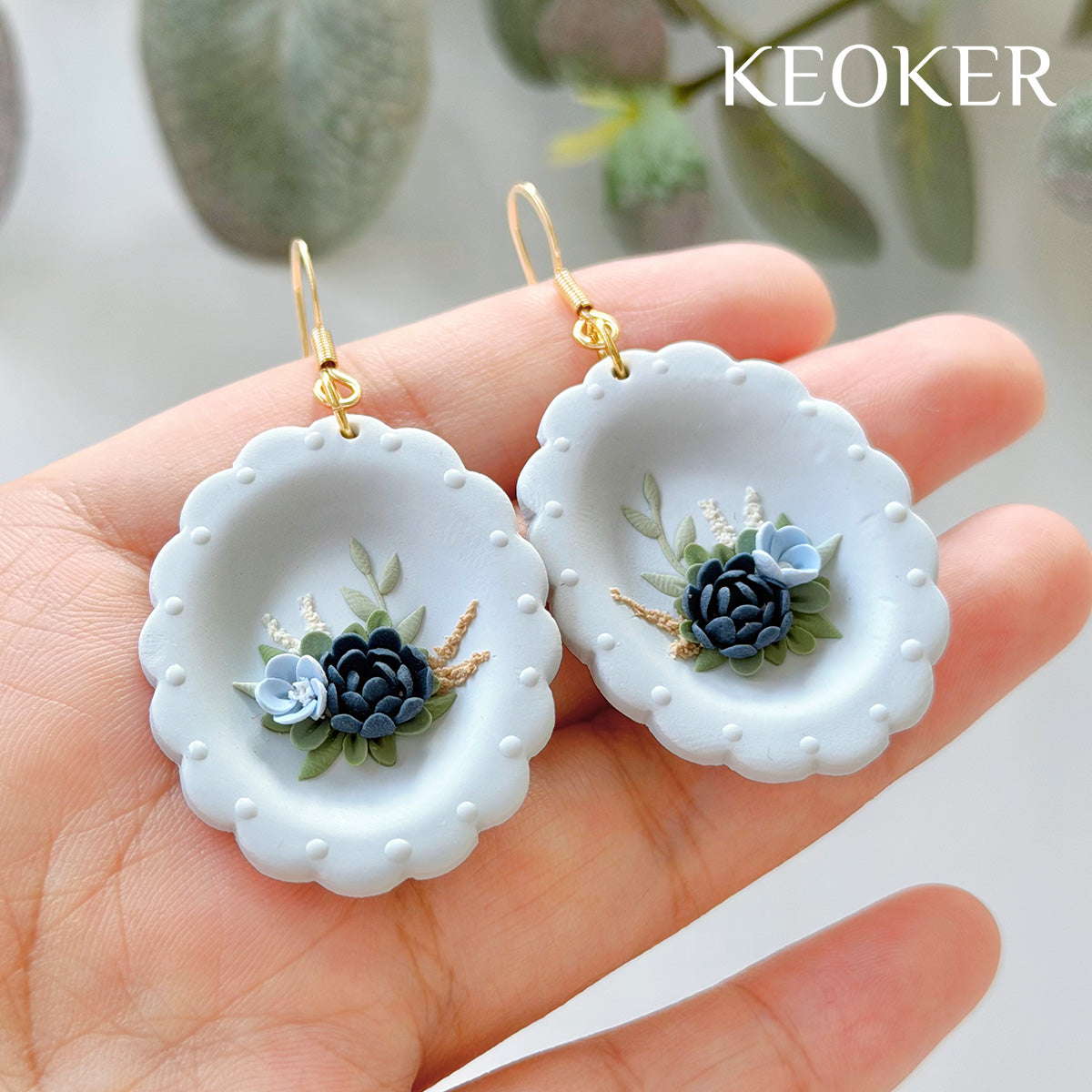 KEOKER Scalloped Edge Plate Polymer Clay Earrings