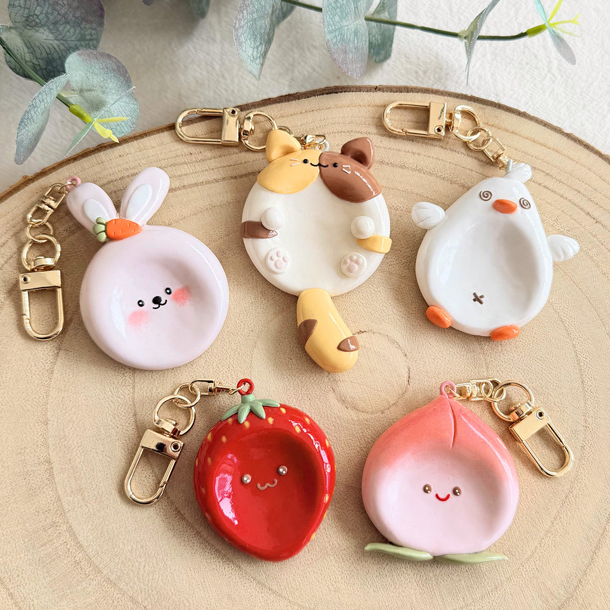 KEOKER Handmade Polymer Clay Worry Stones Keychain