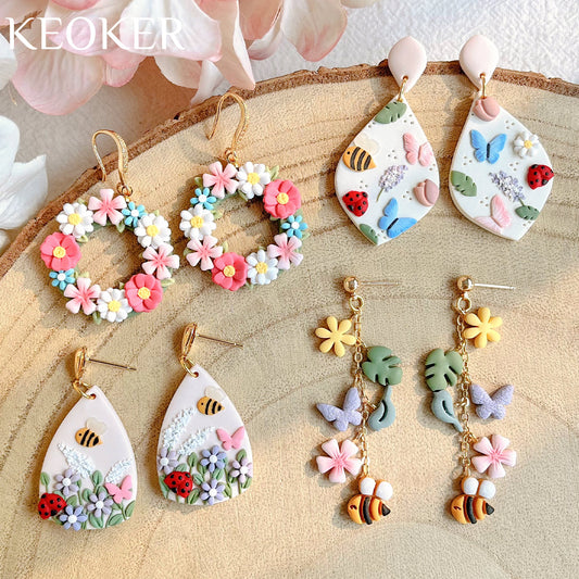 KEOKER Floral Polymer Clay Earrings