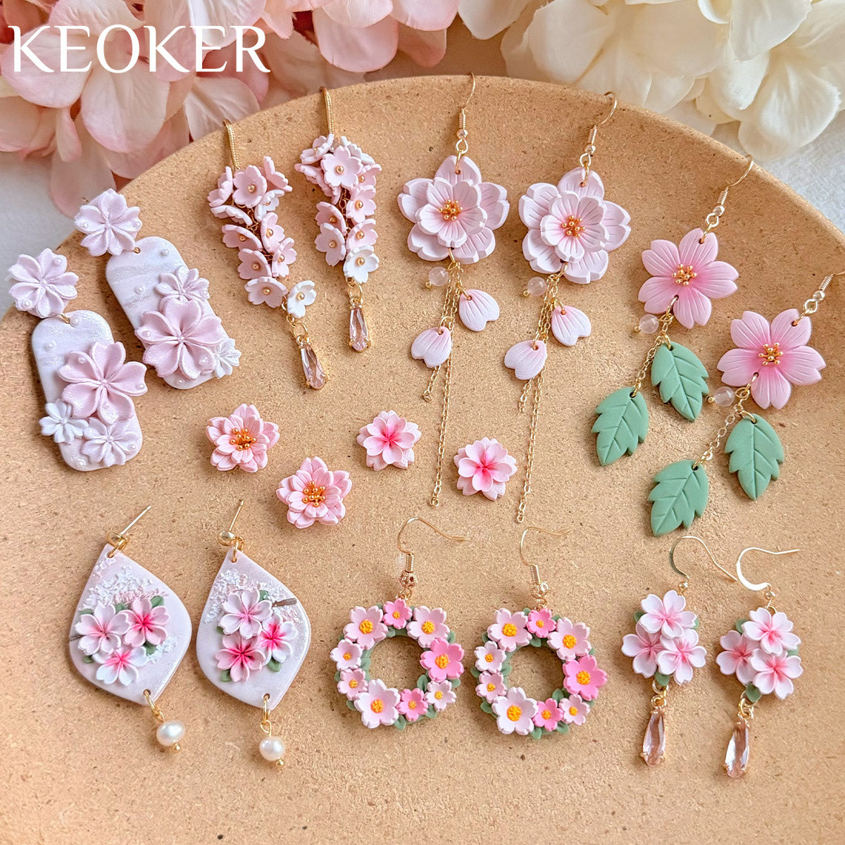 KEOKER  Cherry Blossom Polymer Clay Earrings