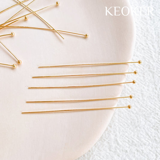KEOKER 14K Gold Filled Ball Head Pins (50pcs)