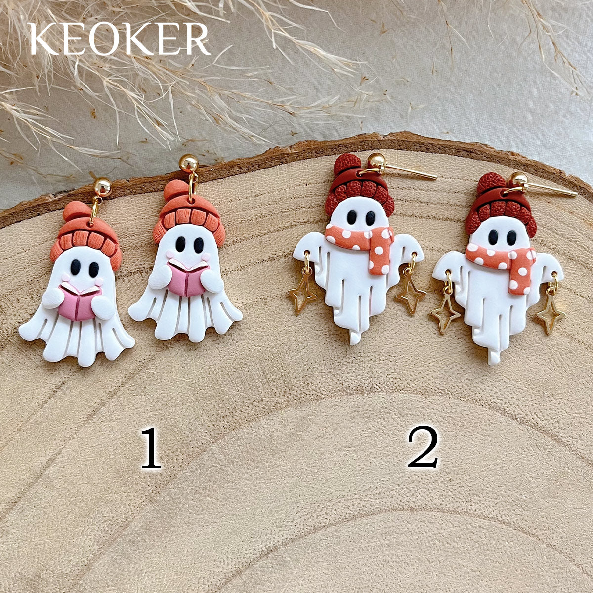 KEOKER Halloween Ghost Polymer Clay Earrings