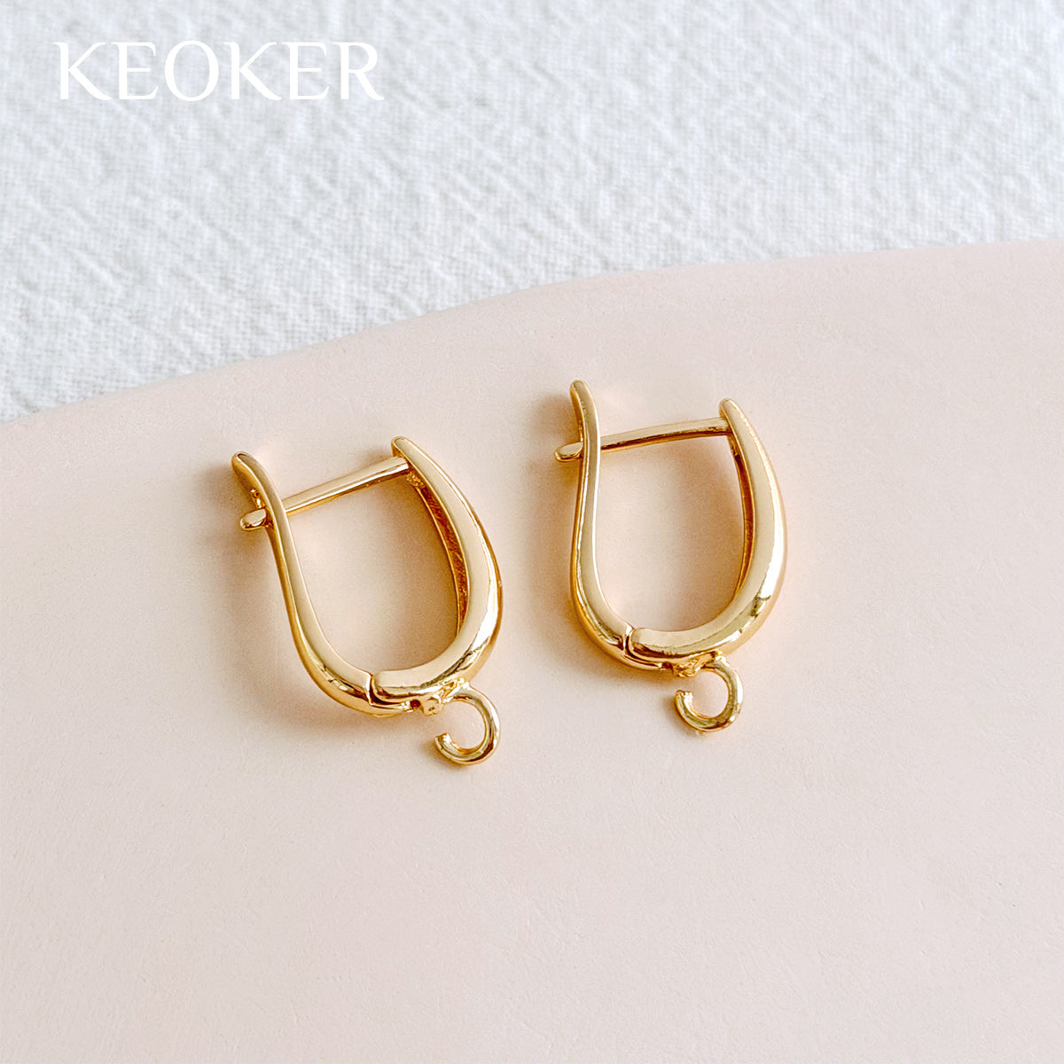 KEOKER 14K Gold Filled U Shape Earring Hoop with Loop (4PCS)