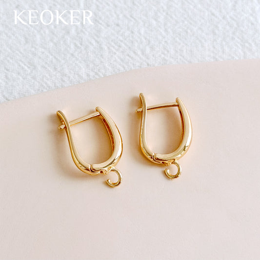 KEOKER 14K Gold Filled U Shape Earring Hoop with Loop (4PCS)