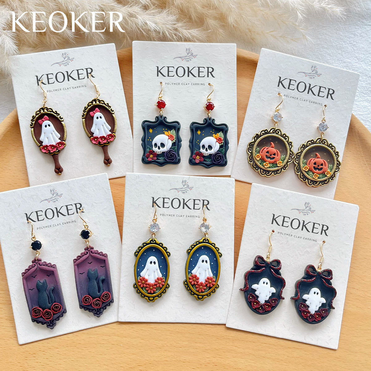 KEOKER Vintage Halloween Polymer Clay Earrings