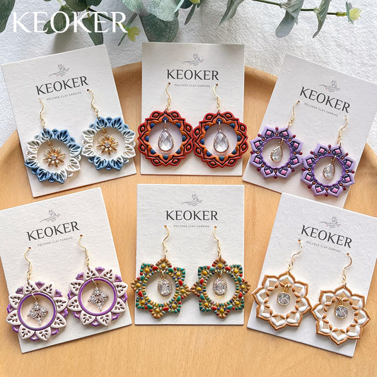 KEOKER Mandala Circle Frame Polymer Clay Earrings
