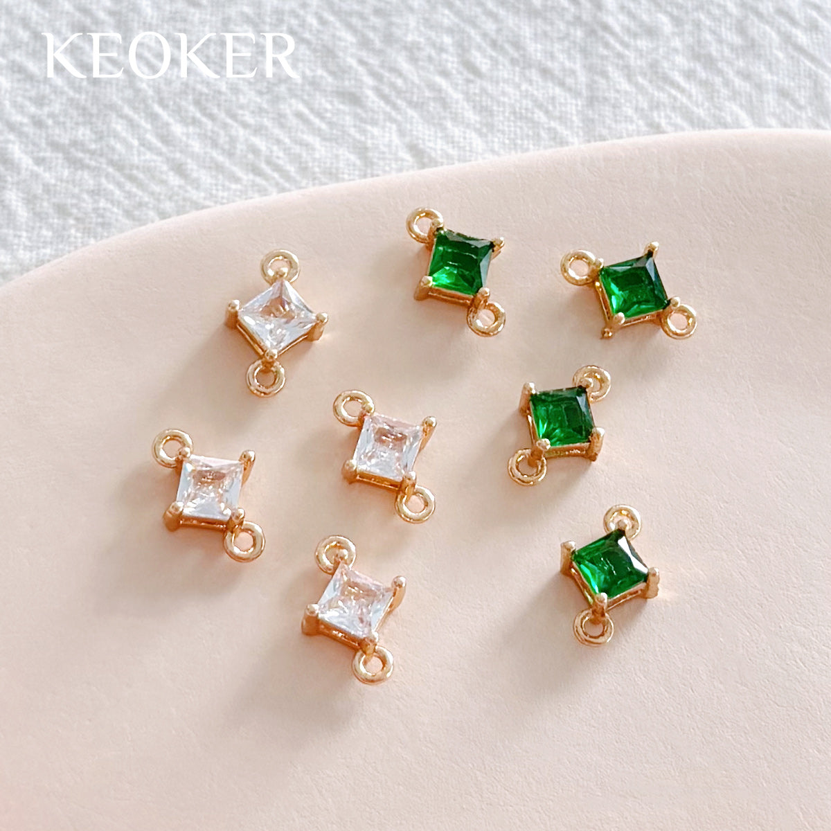 KEOKER 14K Gold Filled Rhombus Zircon Connectors (10PCS)