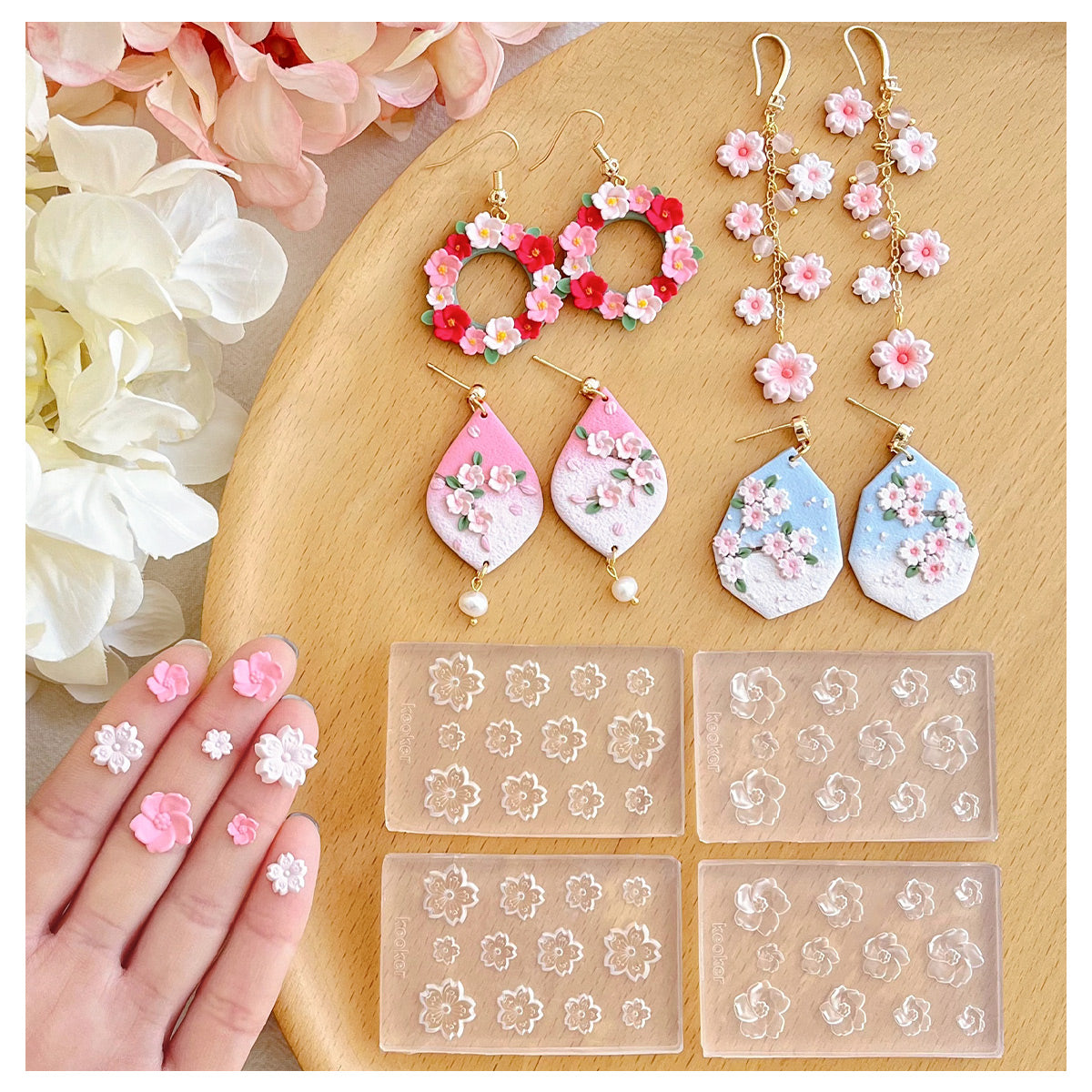 KEOKER Cherry Blossoms Polymer Clay Molds