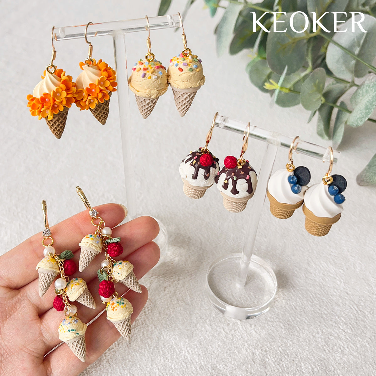 KEOKER Ice Cream Polymer Clay Earrings