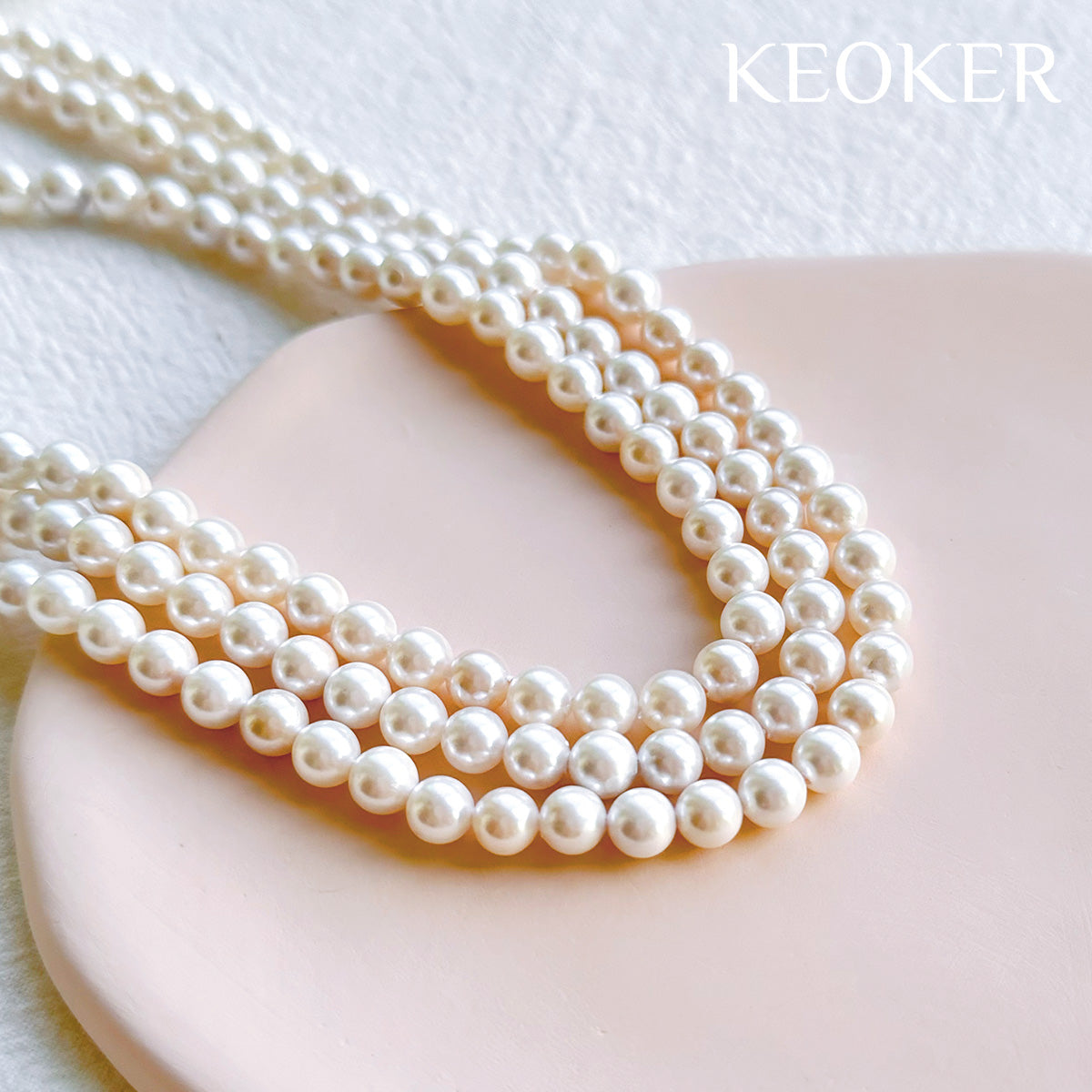 Shell Pearl Round KEOKER 6mm White Round Shell Pearl Beads (approx 63PCS)