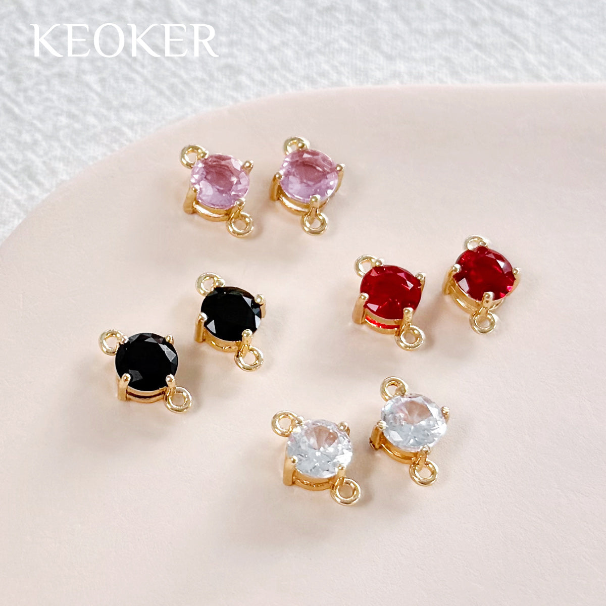 KEOKER 14K Gold Filled Round Zircon Connectors (10PCS)