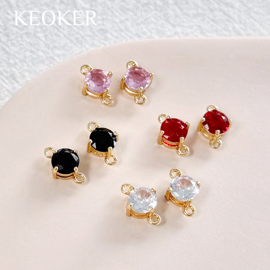 KEOKER 14K Gold Filled Round Zircon Connectors (10PCS)