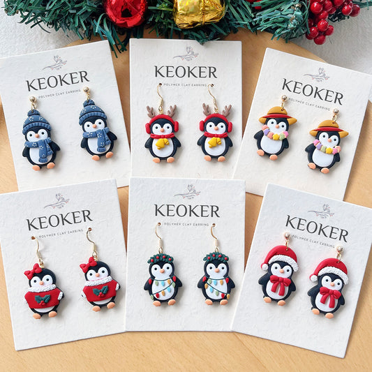 KEOKER Christmas Penguin Clay Earrings