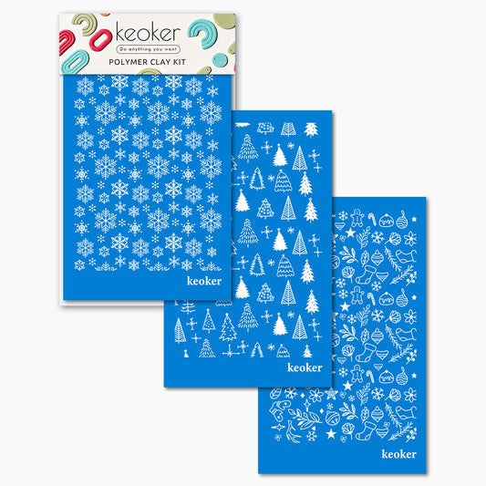 KEOKER Christmas Silk Screen for Polymer Clay(3PCS)