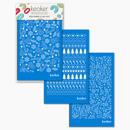 KEOKER Christmas Silk Screen for Polymer Clay(3PCS)