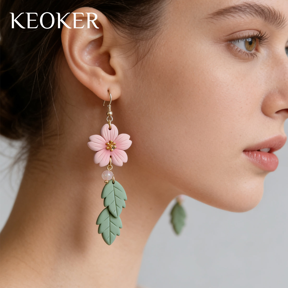 KEOKER  Cherry Blossom Polymer Clay Earrings