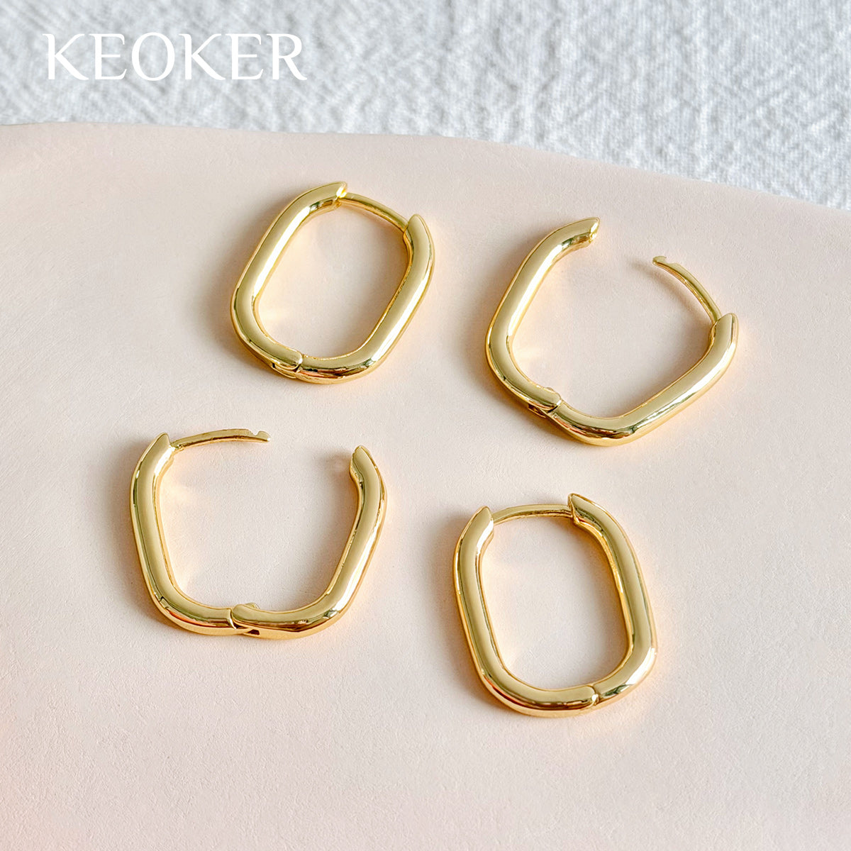 KEOKER 14K Gold Filled Square Hoop Earrings (4PCS)