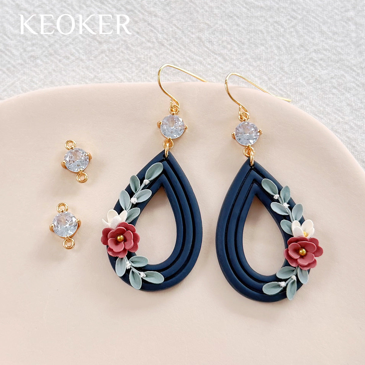 KEOKER 14K Gold Filled Round Zircon Connectors (10PCS)