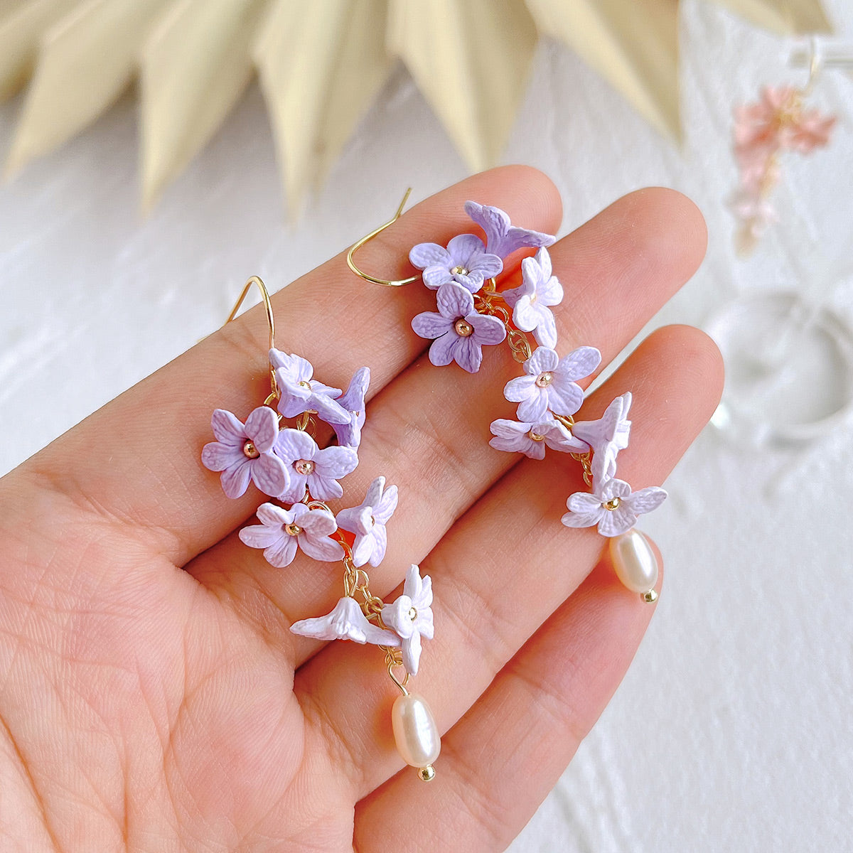 polymer clay lavender flower KEOKER Lavender Polymer Clay Earrings