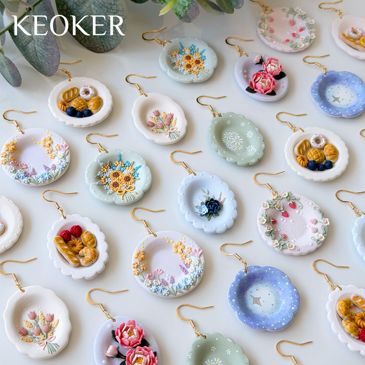 KEOKER Scalloped Edge Plate Polymer Clay Earrings