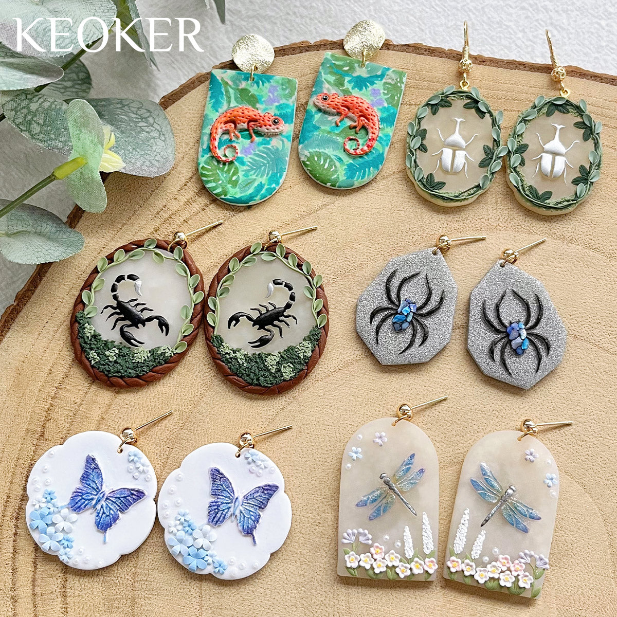 KEOKER Nature Insect & Reptile Clay Stamps