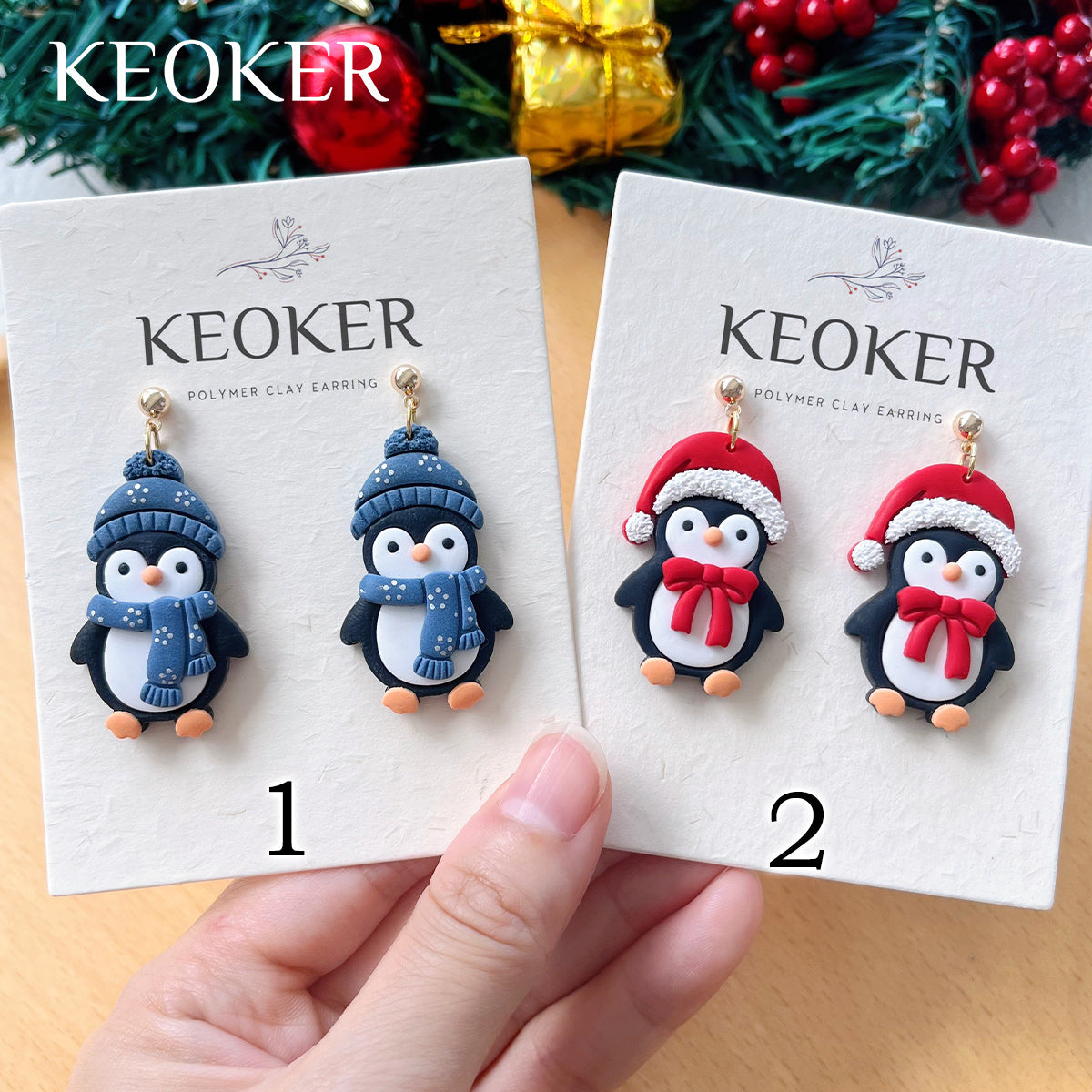 KEOKER Christmas Penguin Clay Earrings