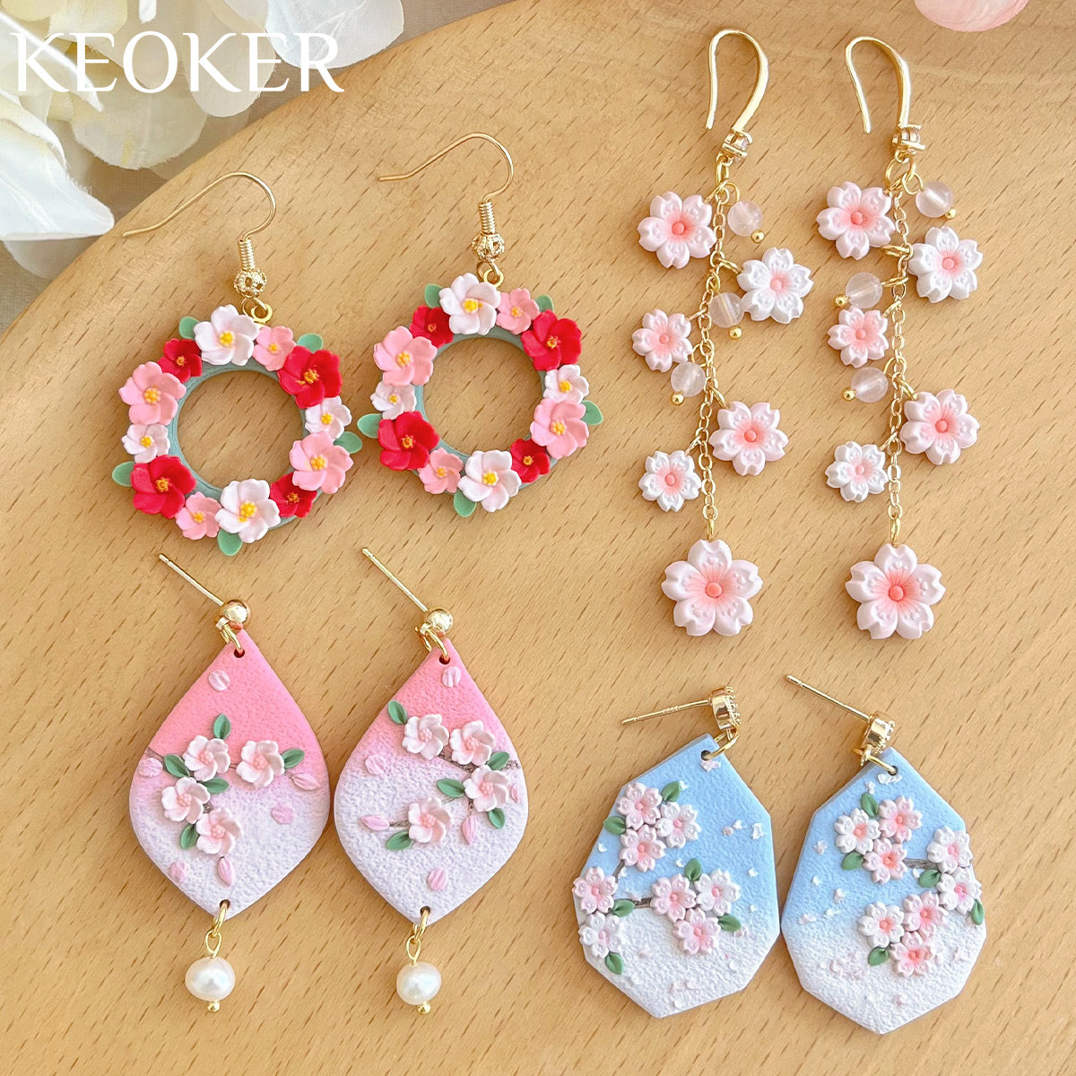 KEOKER Cherry blossoms Polymer Clay Earrings