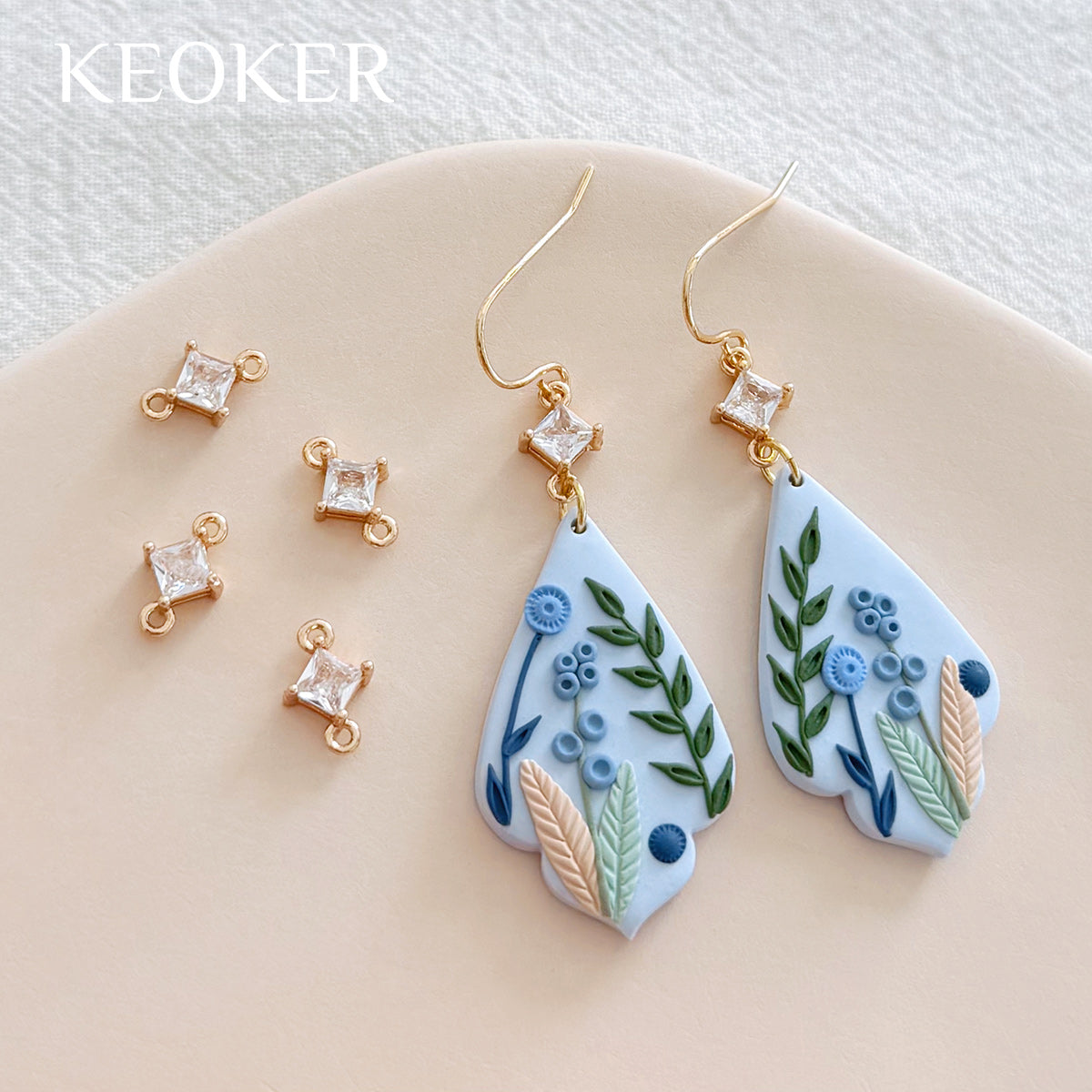 KEOKER 14K Gold Filled Rhombus Zircon Connectors (10PCS)