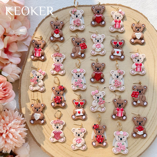 KEOKER Valentines Teddy Bear Earring Clay Cutters